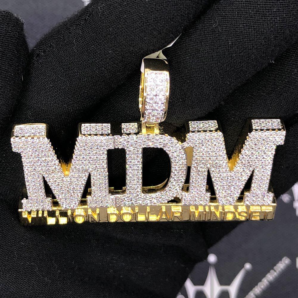 MDM Million Dollar Mindset VVS CZ Hip Hop Bling Bling Pendant Yellow Gold HipHopBling