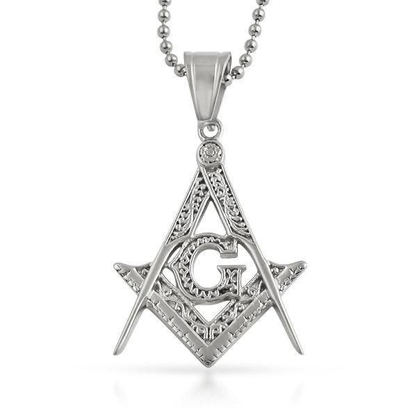 Medium Fancy Masonic Free Mason Pendant Stainless Steel Pendant Only HipHopBling