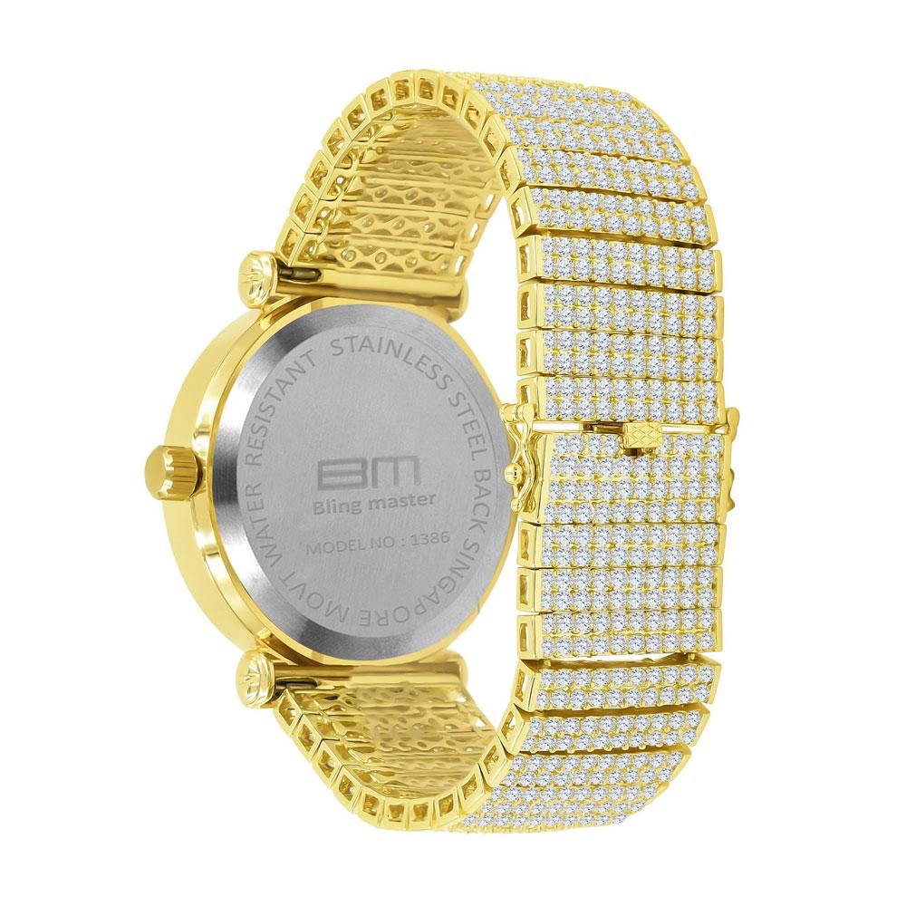 Mega Baguette 10 Row CZ Band Bling Watch White Gold HipHopBling