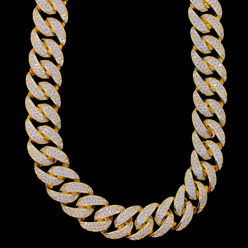 Miami Cuban 13MM Hip Hop Bling Bling CZ Iced Out Chain Yellow Gold 18" HipHopBling