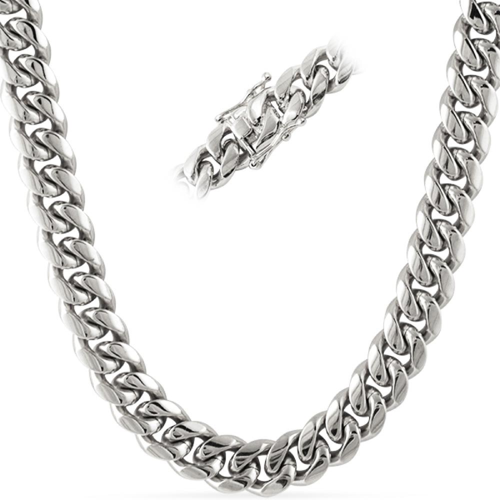 Miami Cuban Chain White Gold White Gold 4MM 18" HipHopBling