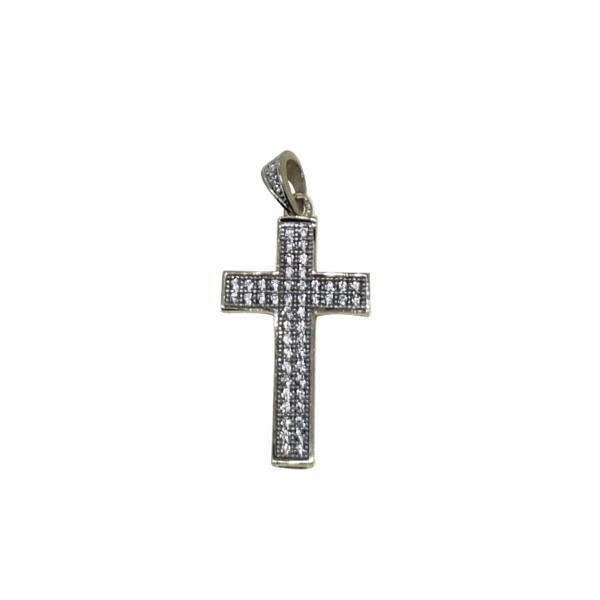 Micro Double Bling CZ Diamond Cross .925 Silver Pendant Only HipHopBling