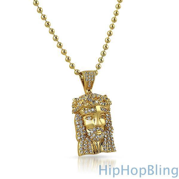 Micro Gold Jesus Piece .925 Sterling Silver HipHopBling