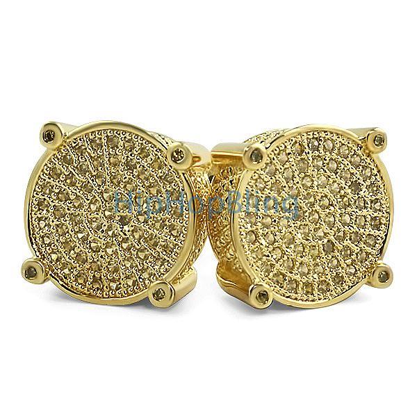 Micro Pave Solitaire Lemonade CZ Iced Out Earrings HipHopBling