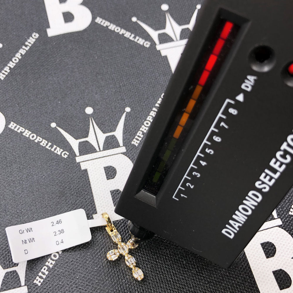 Mini Baguette Oval Cross .42cttw Diamond Pendant 10K Gold 10K White Gold HipHopBling