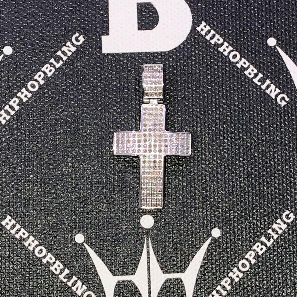 Mini Diamond Cross 1.40cttw Pendant Stainless Steel HipHopBling
