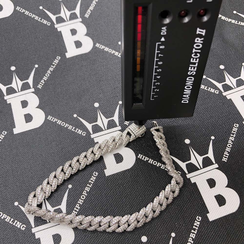 Moissanite 2 Row Cuban Link Iced Out Bracelet 9MM .925 Sterling Silver 8" Bracelet HipHopBling
