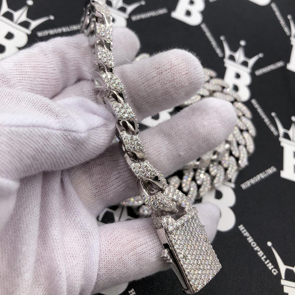Moissanite 3D Cuban Chain Iced Out .925 Sterling Silver 18" HipHopBling