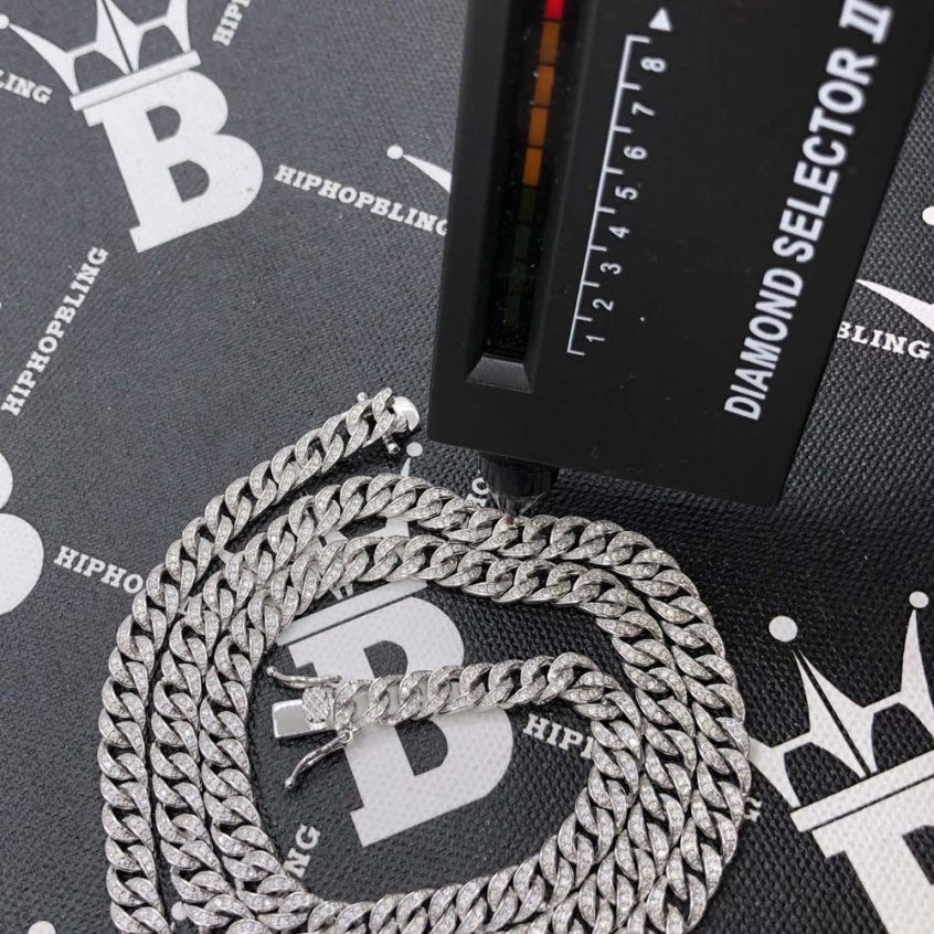 Moissanite 6MM Cuban Iced Out Chain .925 Sterling Silver 18" HipHopBling