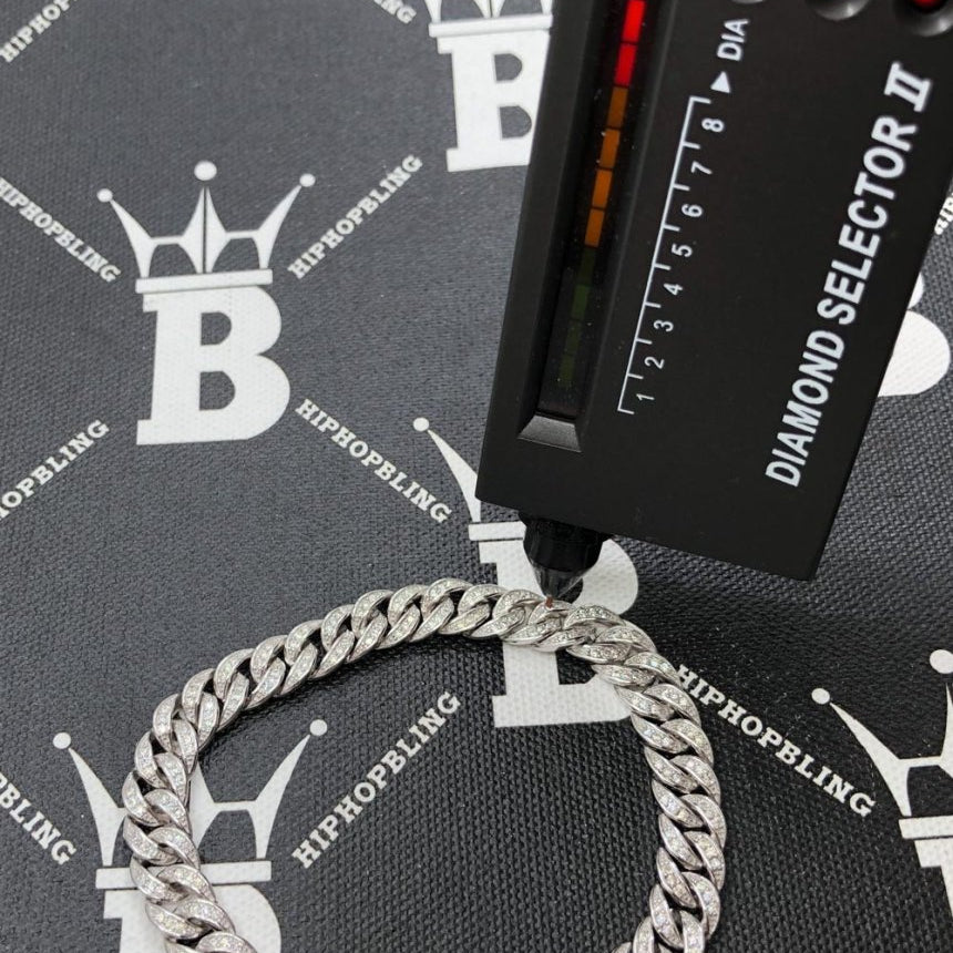 Moissanite 8MM Cuban Iced Out Chain .925 Sterling Silver 7" Bracelet HipHopBling