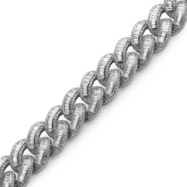 Moissanite Baguette Cuban Iced Out Bracelet 18MM .925 Sterling Silver 8" Bracelet HipHopBling