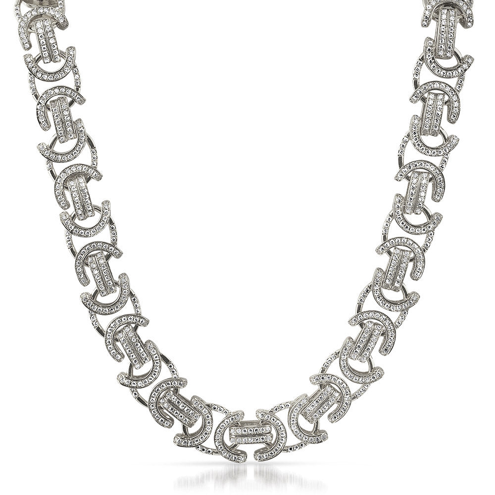 Moissanite Byzantine Chain Iced Out .925 Sterling Silver HipHopBling