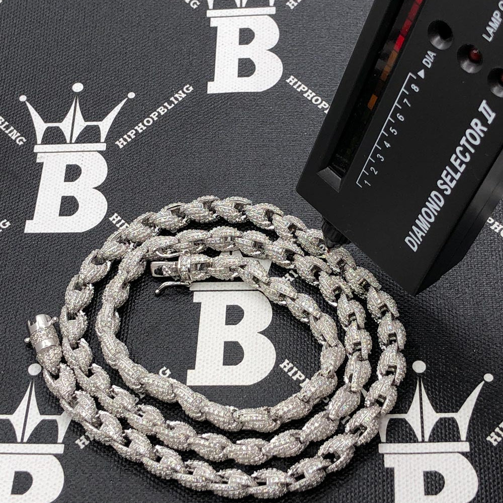 Moissanite Rope Iced Out Chain .925 Sterling Silver 18" HipHopBling