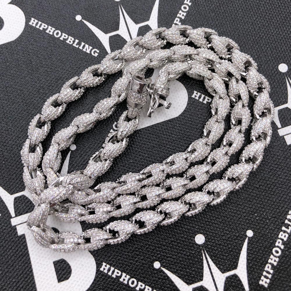 Moissanite Rope Iced Out Chain .925 Sterling Silver 18" HipHopBling
