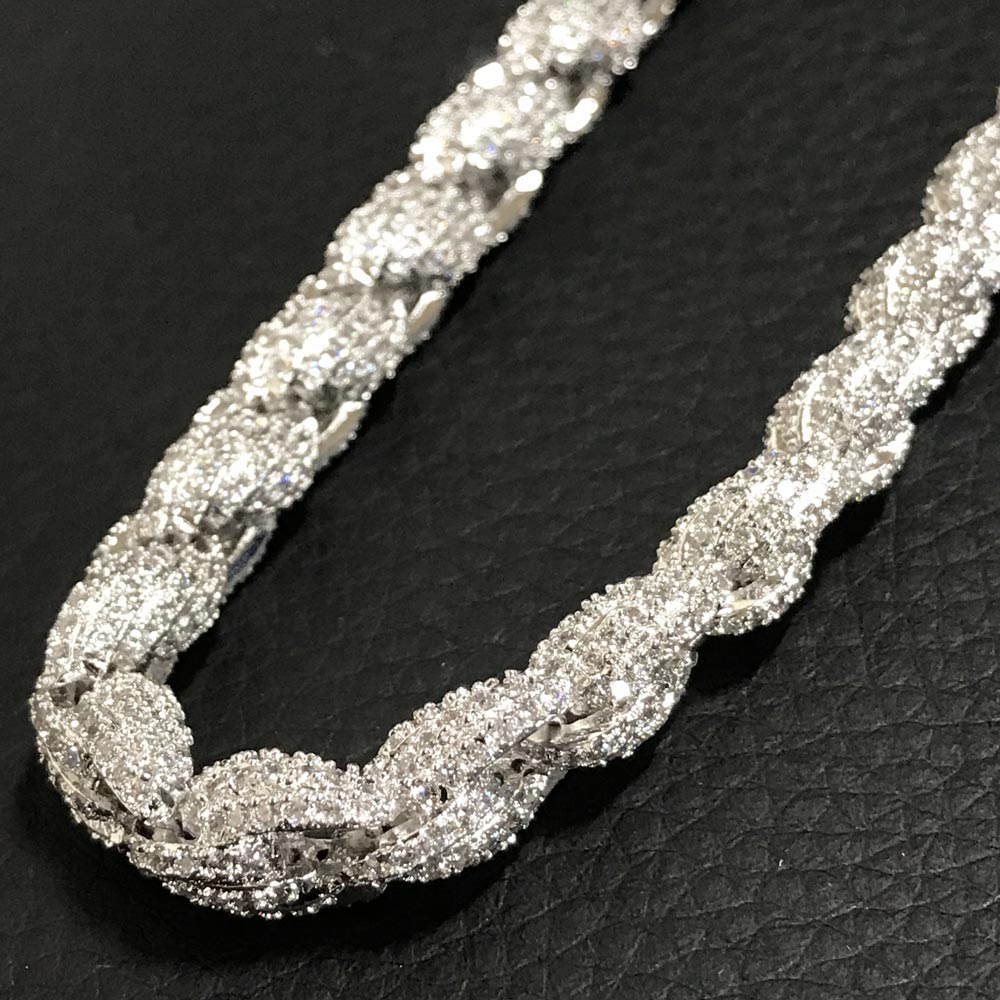 Moissanite Rope Iced Out Chain .925 Sterling Silver 18" HipHopBling