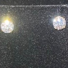 Moissanite VVS D Ideal Cut Stud Earrings in .925 Sterling Silver Yellow Gold 6.5MM (2.00 Carats) HipHopBling