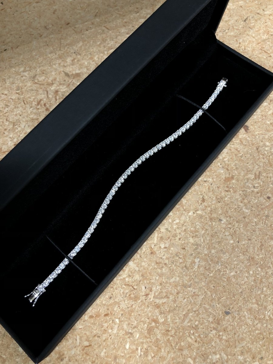 Moissanite VVS D Ideal Cut Tennis Bracelet in .925 Silver 3MM 7" Yellow Gold HipHopBling
