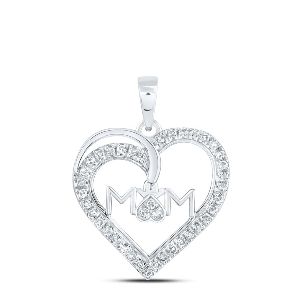Mom Fancy Heart Diamond Pendant 10K Gold 10K White Gold HipHopBling