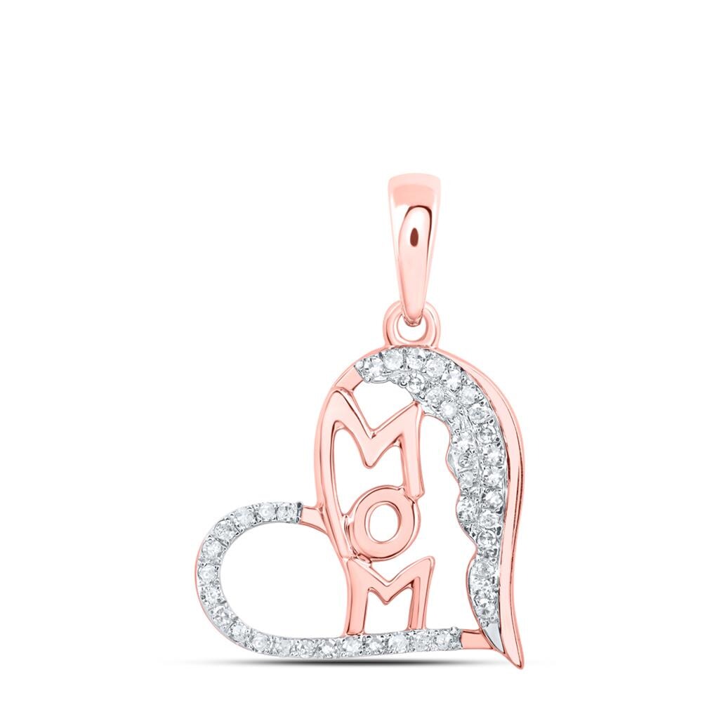 Mom Heart .20cttw Diamond Pendant 10K Gold 10K Rose Gold HipHopBling