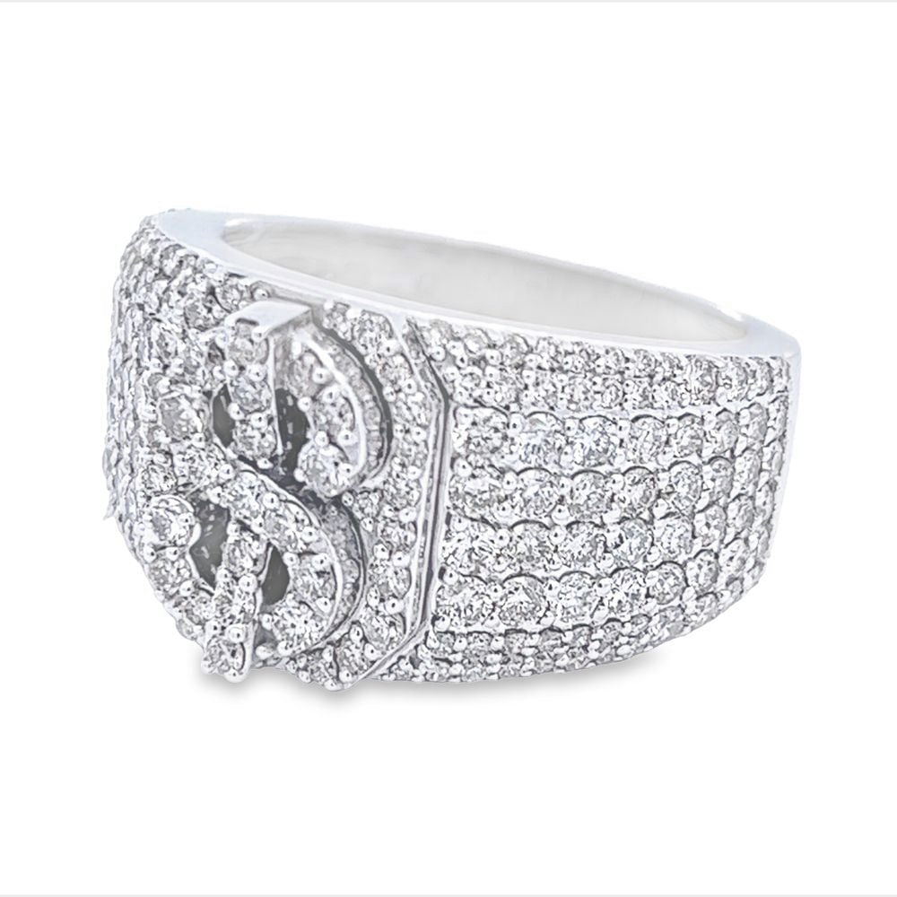 Money Cash Dollar Sign Diamond Ring 2.85cttw 10K Gold 10K White Gold HipHopBling