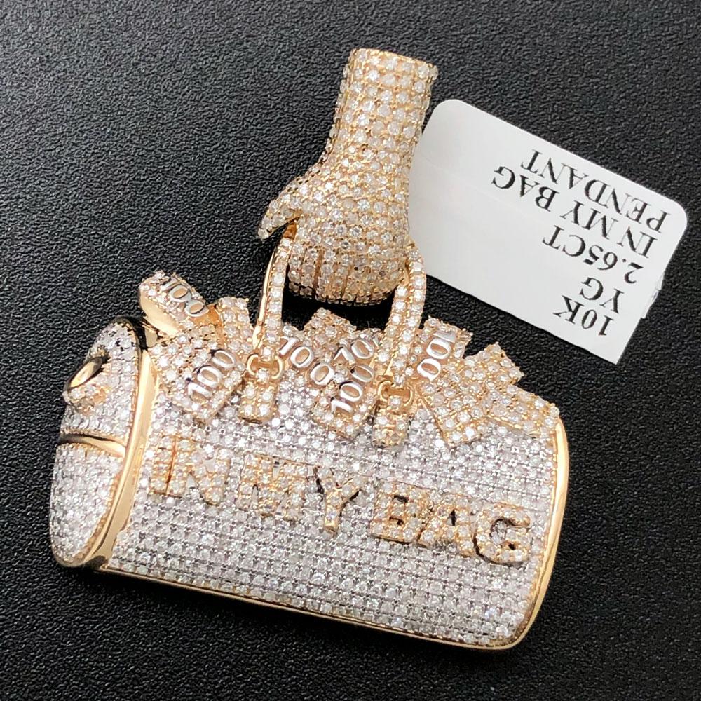 Money in My Bag Diamond Pendant 2.65cttw 10K Yellow Gold HipHopBling