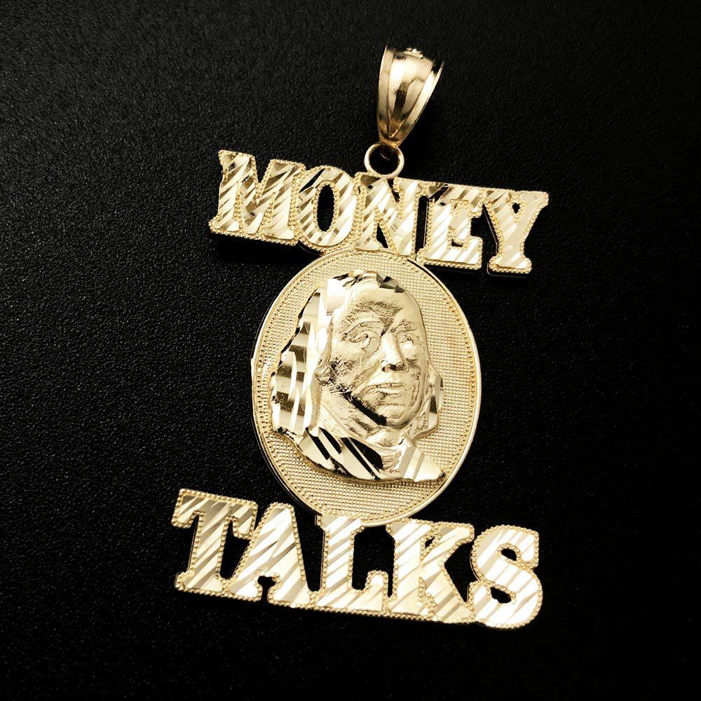Money Talks Ben Franklin DC 10K Yellow Gold Pendant HipHopBling