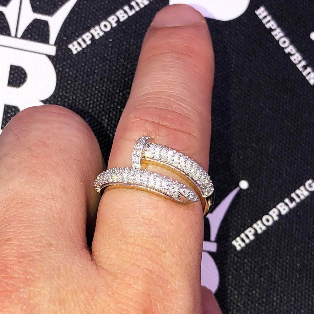 Nail Ring .68cttw Diamond 10K Yellow Gold HipHopBling