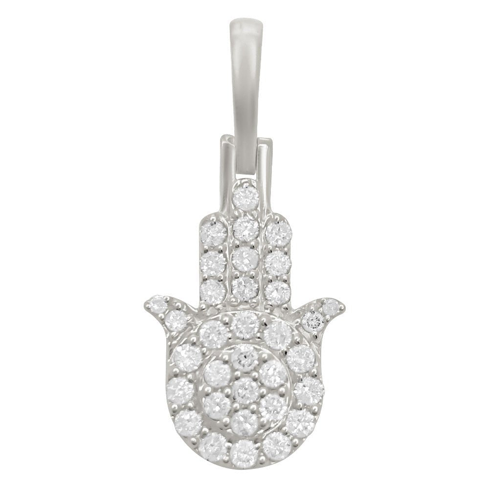 Nano Hamsa .47cttw Diamond Pendant 10K White Or Yellow Gold 10K Yellow Gold HipHopBling
