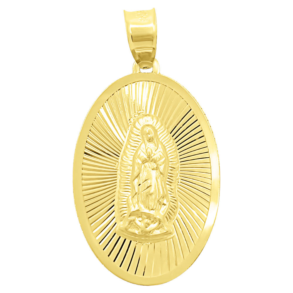Our Lady Guadalupe Oval 10K Yellow Gold Pendant HipHopBling