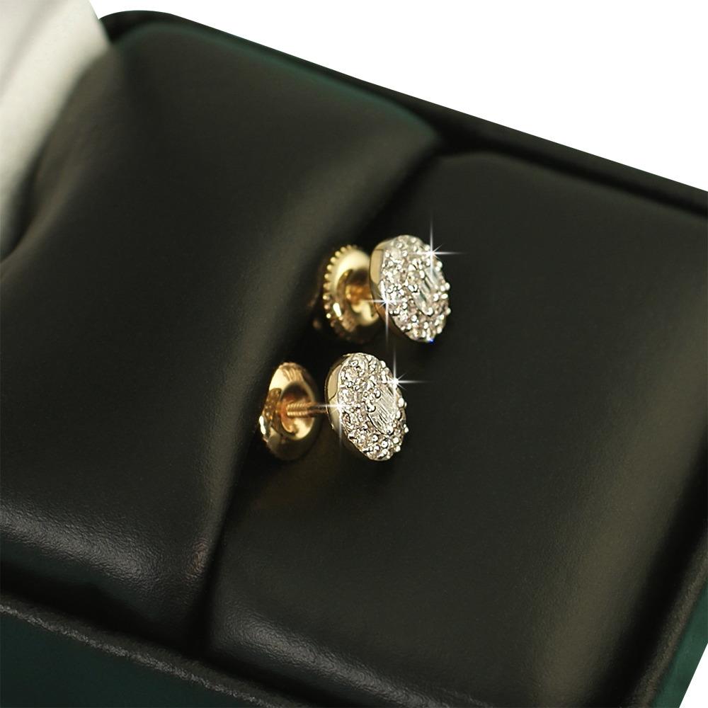 Oval Baguette Diamond Earrings .33cttw 10K Yellow Gold HipHopBling
