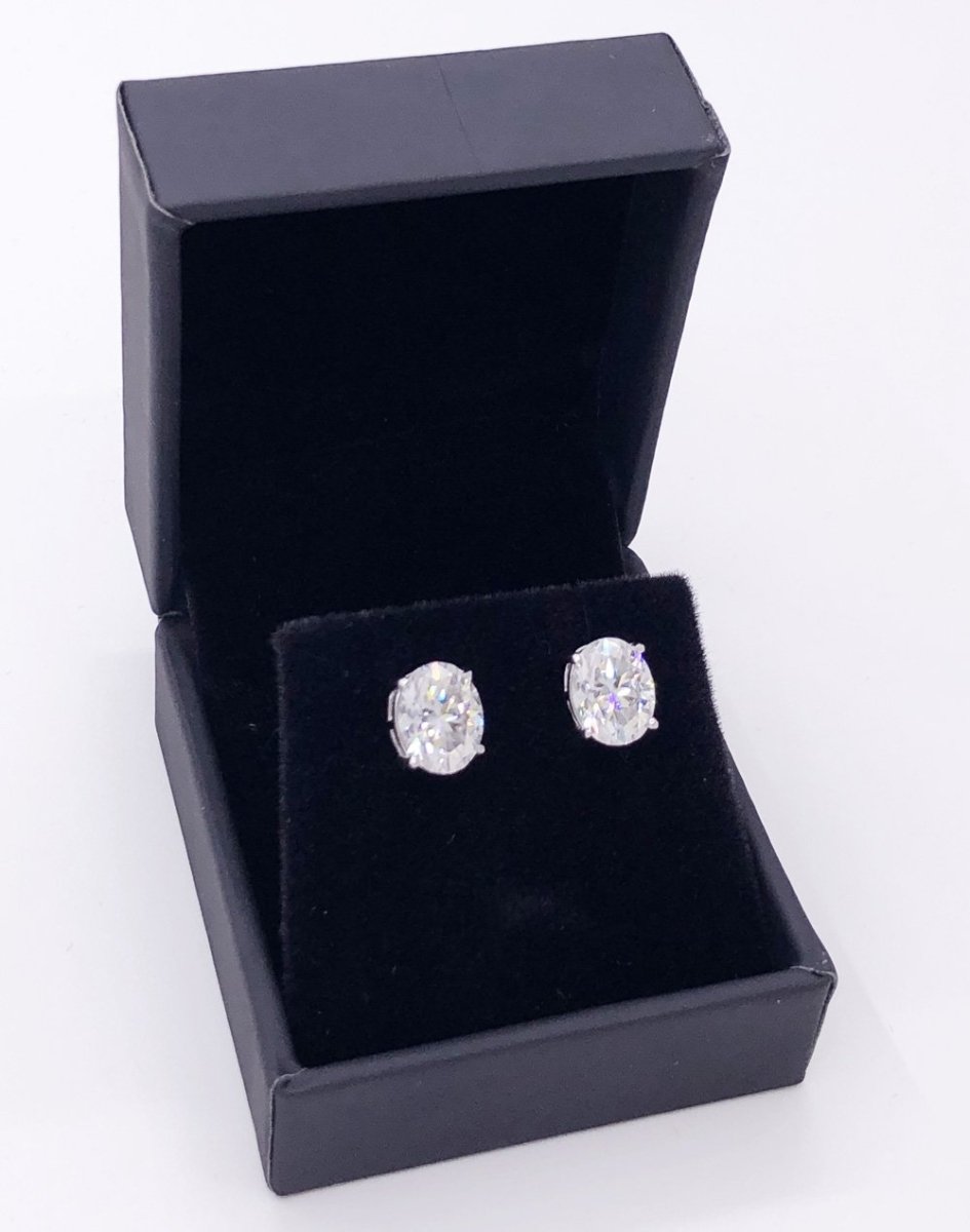 Oval Cut Moissanite VVS D Stud Earrings .925 Sterling Silver White Gold 4x6MM (1.00 Carats) HipHopBling