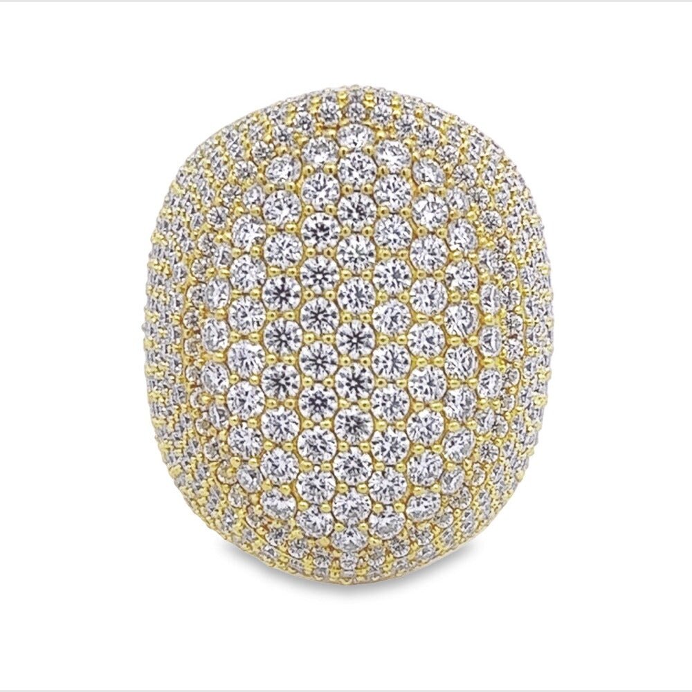 Pave Oval Iced Out VVS Moissanite Ring .925 Sterling Silver Yellow Gold 7 HipHopBling