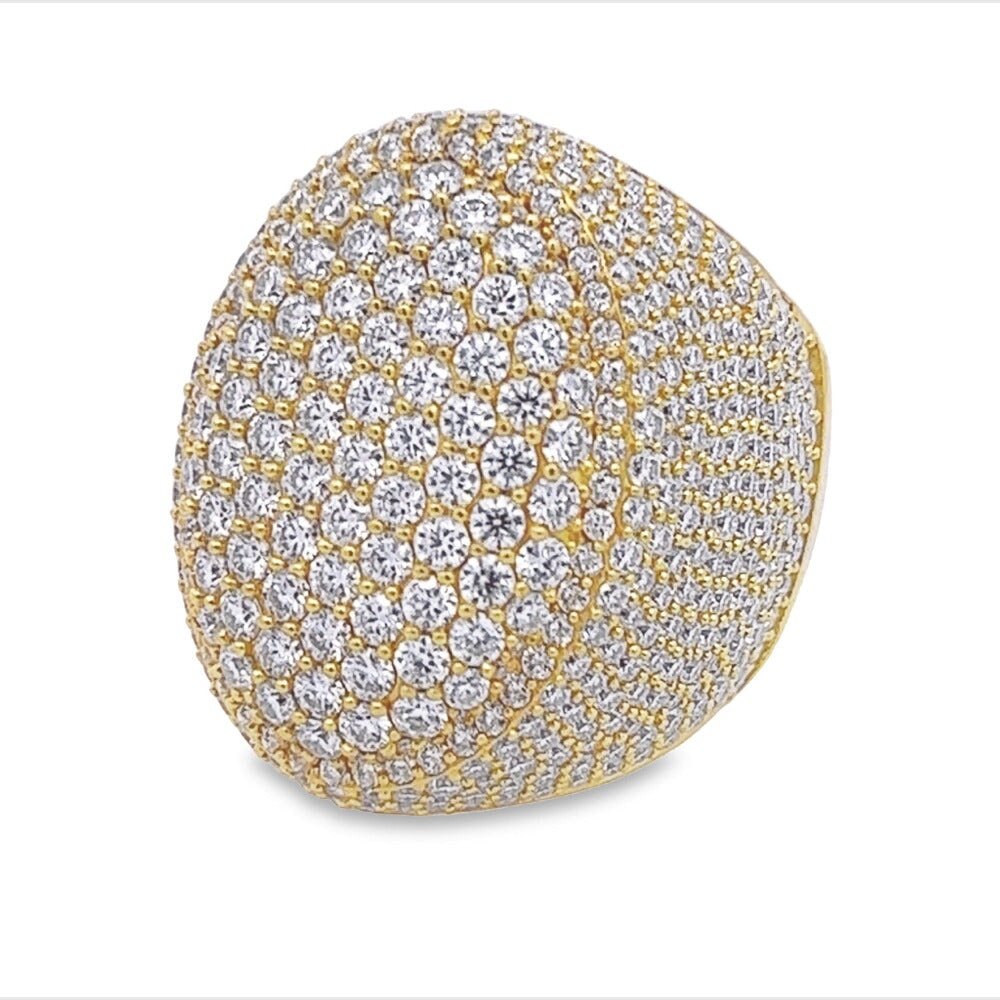 Pave Oval Iced Out VVS Moissanite Ring .925 Sterling Silver Yellow Gold 7 HipHopBling