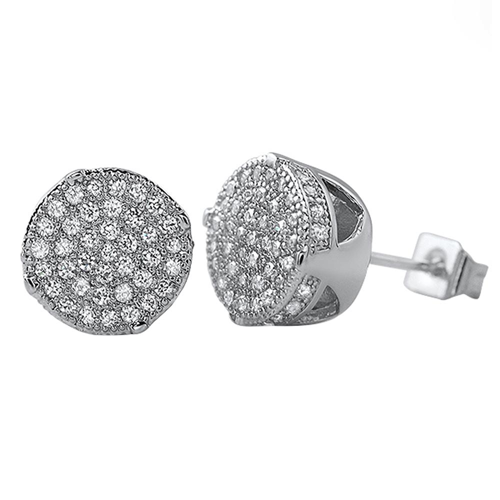 Pave Solitaire VVS Moissanite Earrings .925 Sterling Silver White Gold HipHopBling