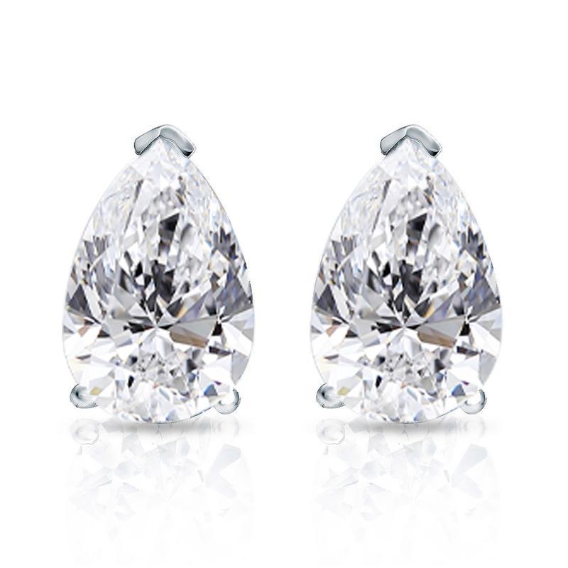 Pear Cut Moissanite VVS D Stud Earrings .925 Sterling Silver White Gold 4x6MM (1.00 Carats) HipHopBling