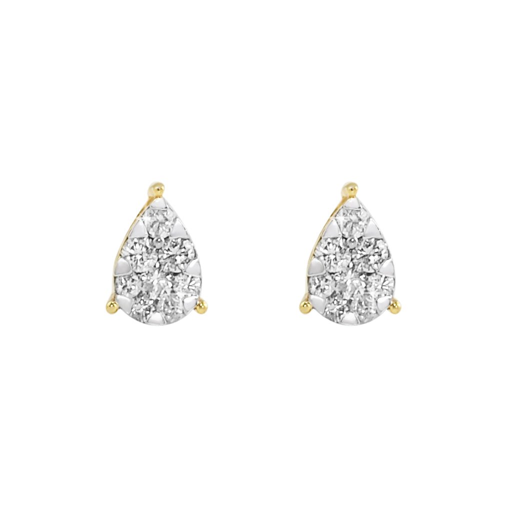 Pear Stud Illusion Diamond Earrings .39cttw 10K Yellow Gold HipHopBling