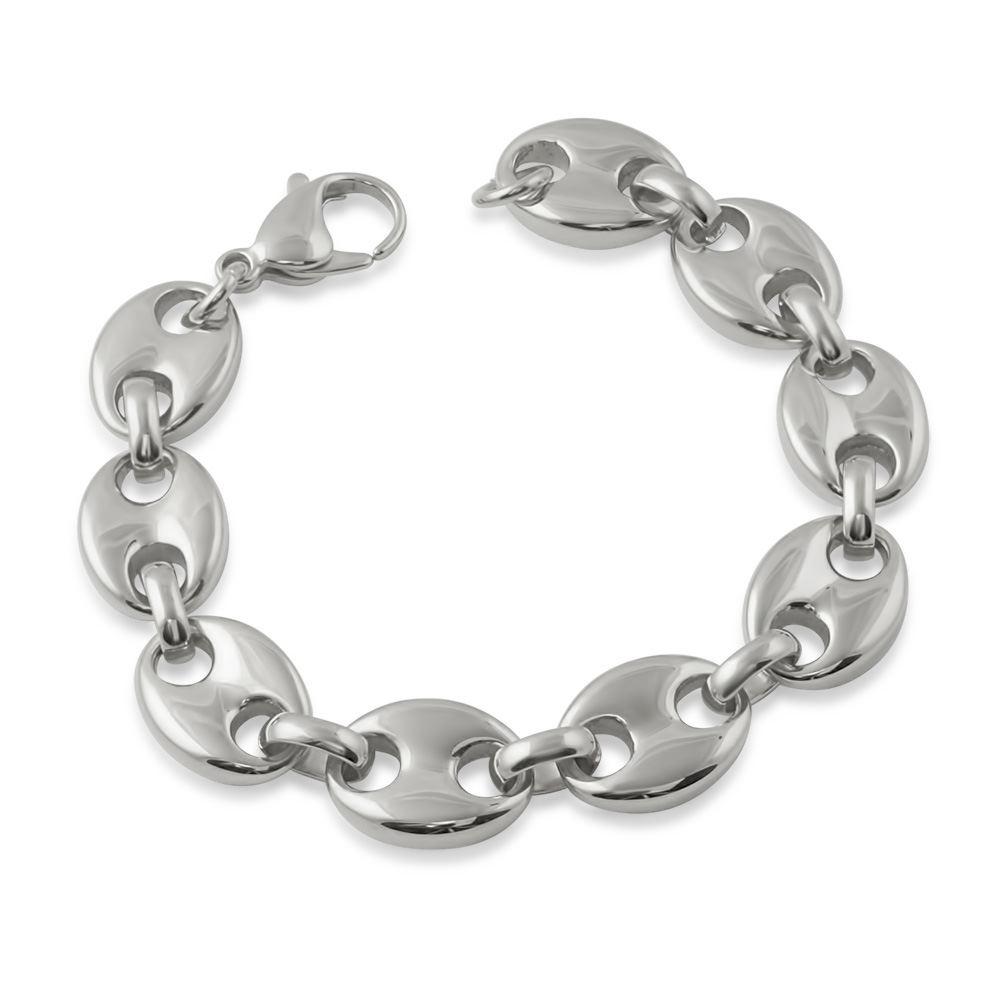 Pignose Bubble Mariner Polished Hip Hop Chain White Gold 8" Bracelet HipHopBling