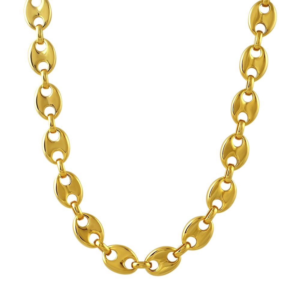 Pignose Bubble Mariner Polished Hip Hop Chain Yellow Gold 18" HipHopBling