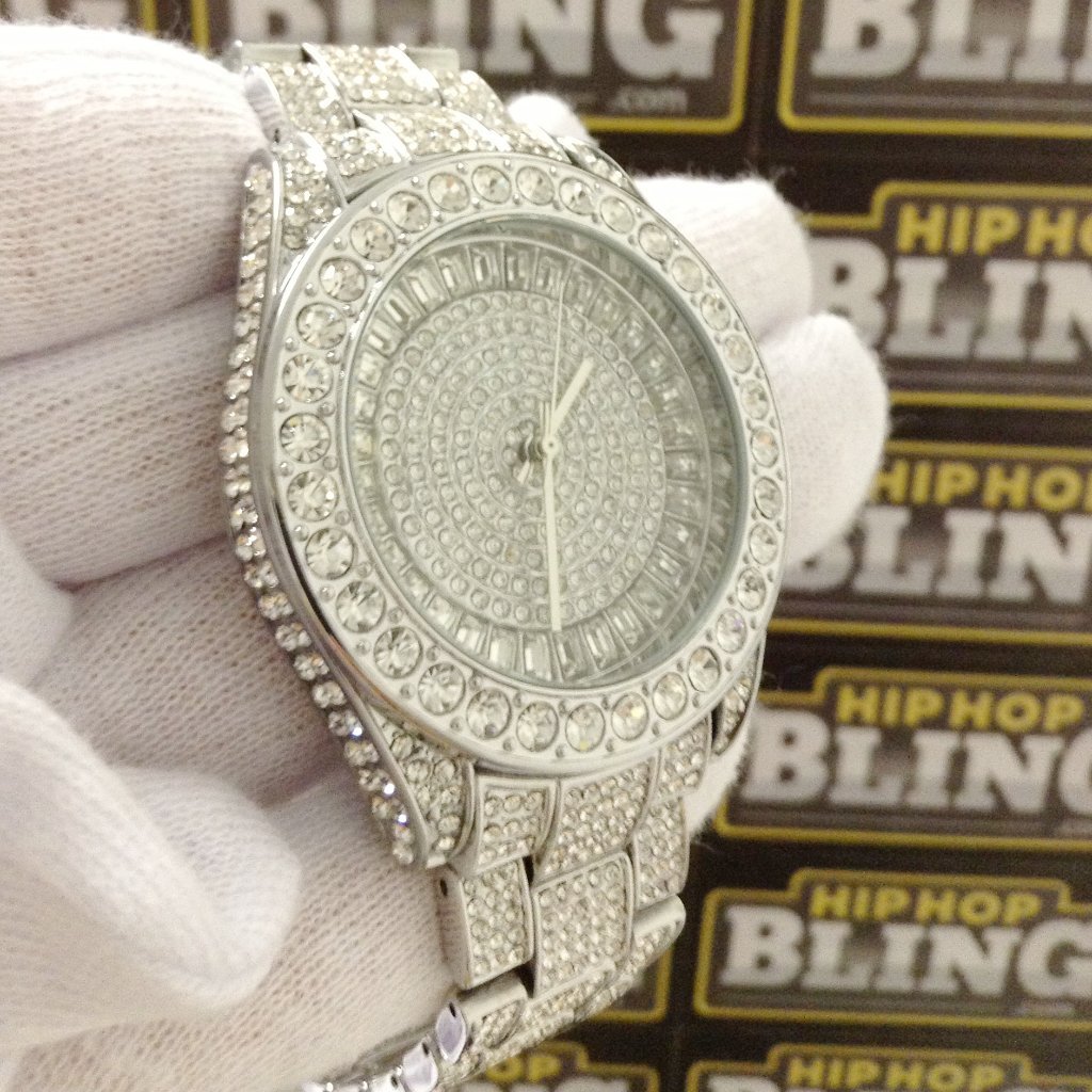 Platinum Custom Bling Bling Watch 41MM HipHopBling