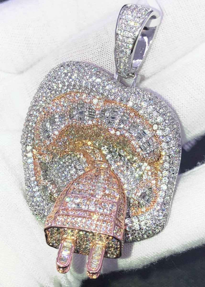Plug Grillz Mouth CZ Hip Hop Bling Bling Pendant Rose Gold HipHopBling