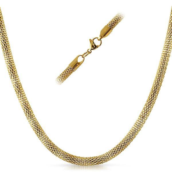 Popcorn IP Gold Stainless Steel Chain Necklace 4MM 20" HipHopBling