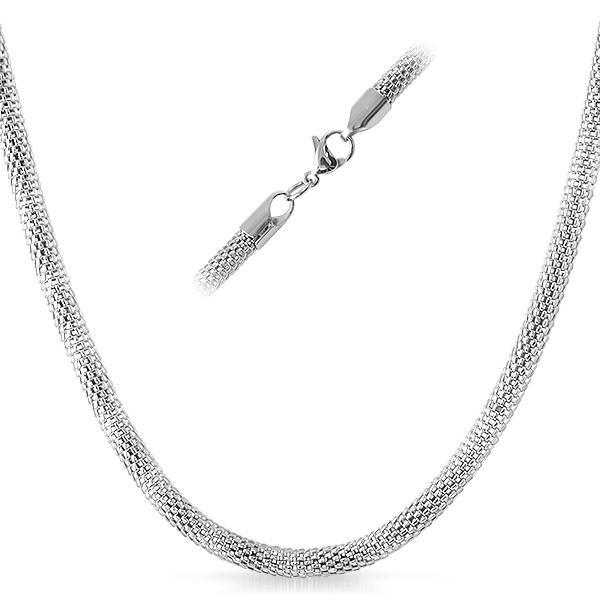 Popcorn Stainless Steel Chain Necklace 4MM 20" HipHopBling