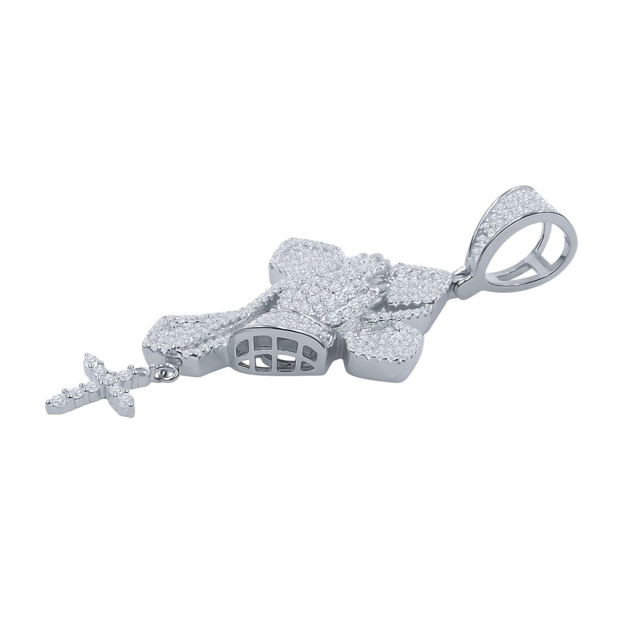Prayer Hands Cross CZ Iced Out Pendant .925 Sterling Silver Yellow Gold HipHopBling