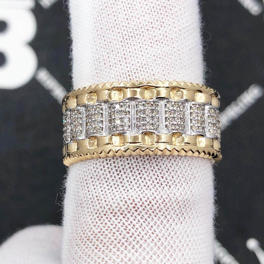Pres Eternity Link .80cttw Diamond 10K Yellow Gold Ring HipHopBling