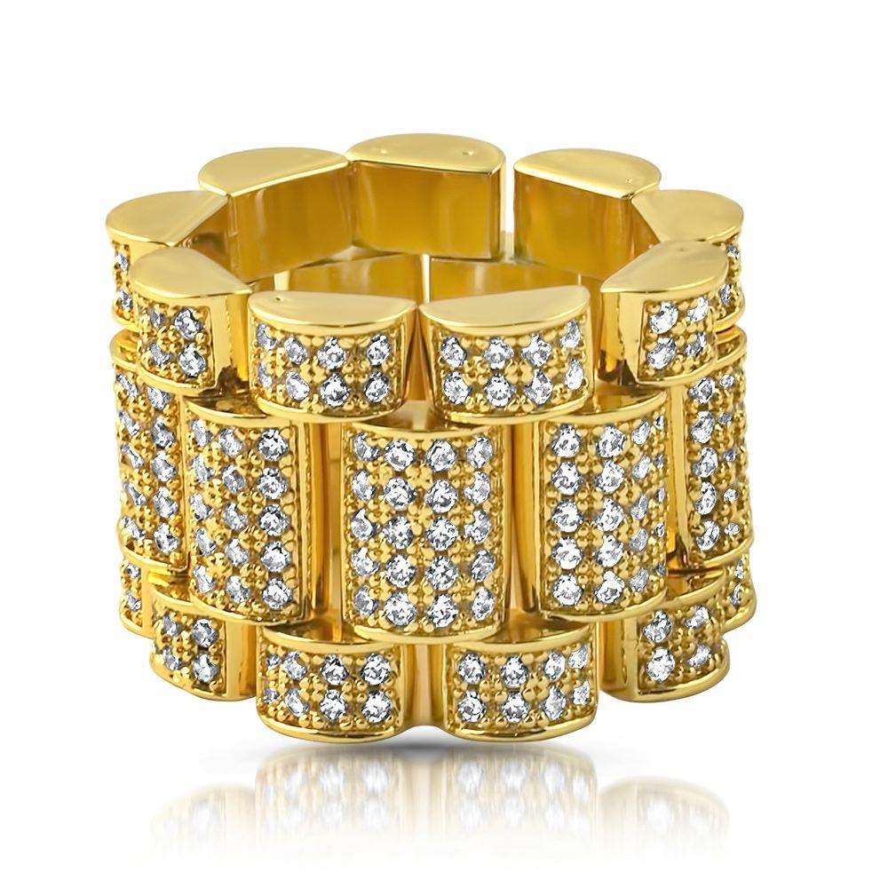 Presidential Link Gold CZ Bling Bling Ring 7 HipHopBling