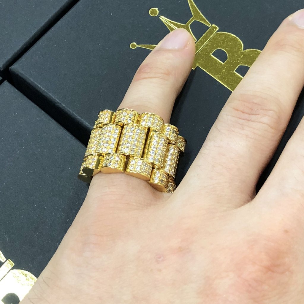 Presidential Link Gold CZ Bling Bling Ring 7 HipHopBling