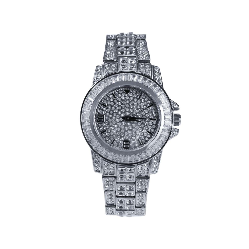 Princess Cut Custom Iced Out Bling Hip Hop Watch White Gold HipHopBling
