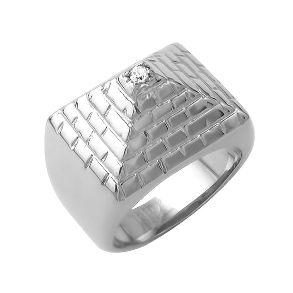 Pyramid Stainless Steel Ring CZ 7 HipHopBling