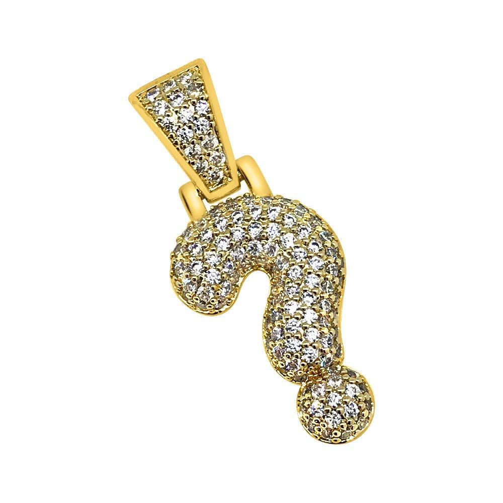 ? Question Mark Symbol Gold CZ Bling Bling Pendant HipHopBling