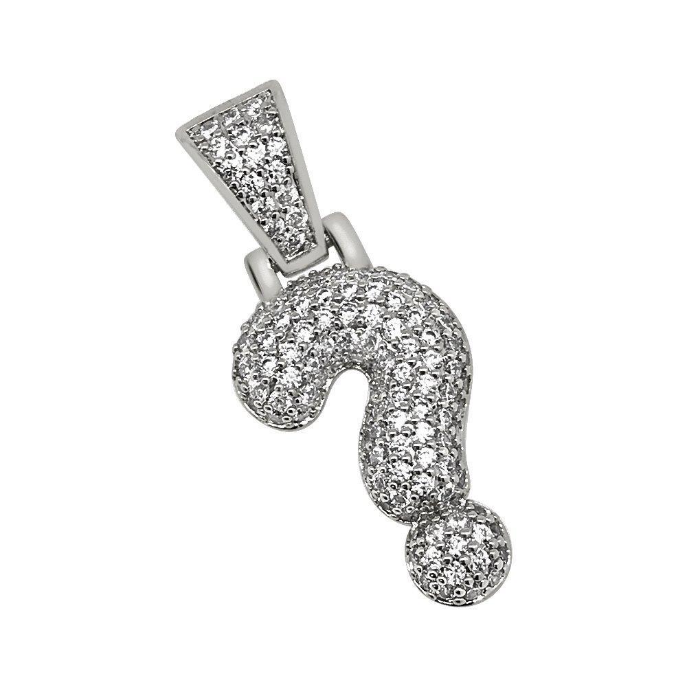 ? Question Mark Symbol Rhodium CZ Bling Bling Pendant HipHopBling